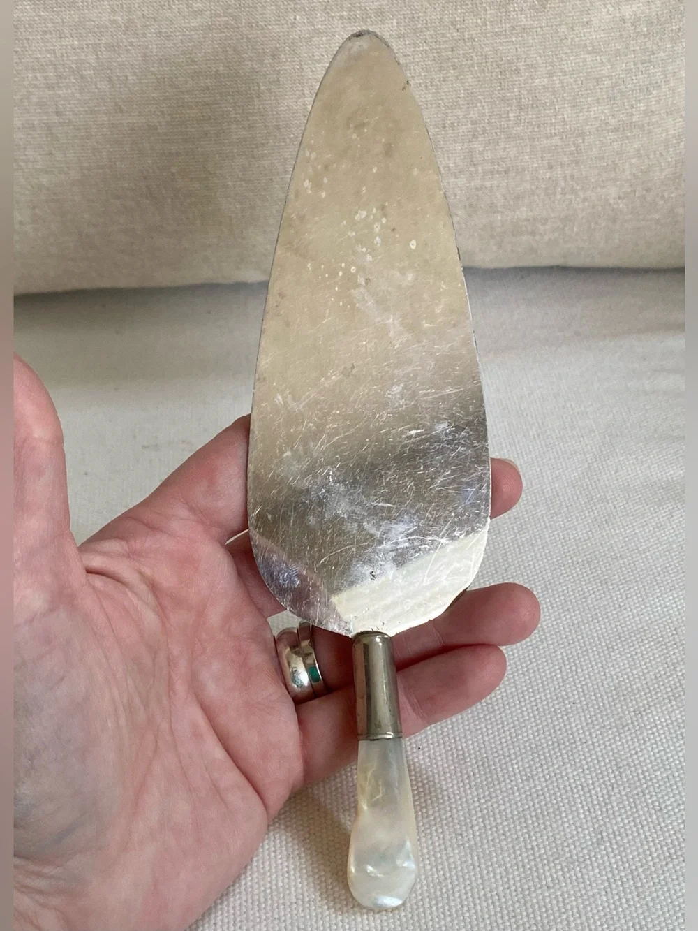 VTG Cake Server Silver and Mother of Pearl Handle